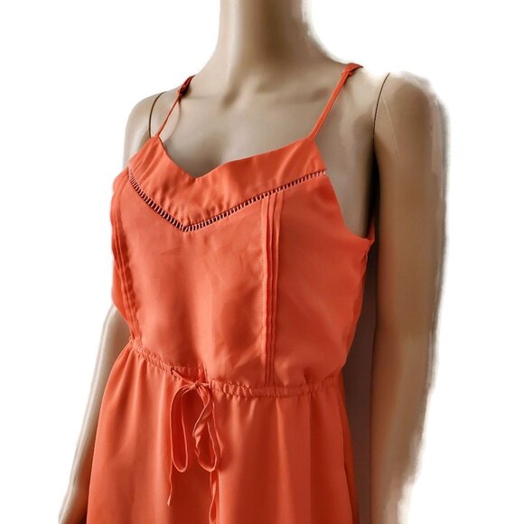 Paper Crane By Anthropologie Women's V-Neck Sleeveless Short Dress Orange Small - Picture 4 of 15